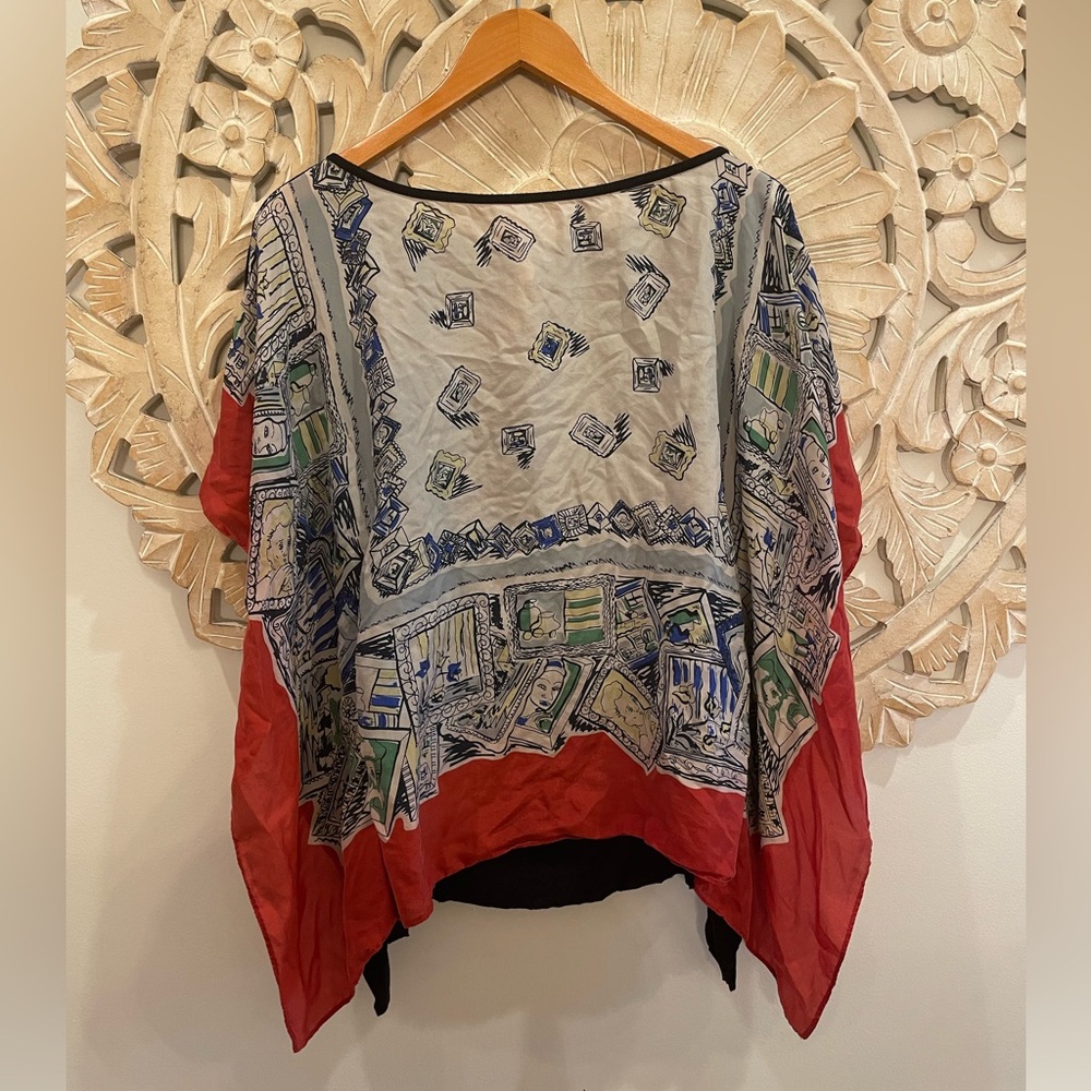 Anthropologie Bailey 44 Silk Print Poncho Top